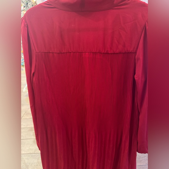 Nanette Lepore Red Pleated Dress with Tie Neck - Picture 7 of 7